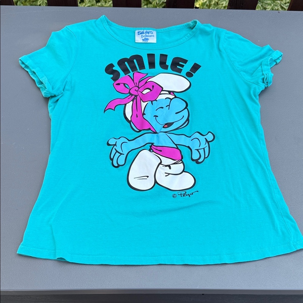 The Smurfs 2012 vintage graphic teal T-shirt
